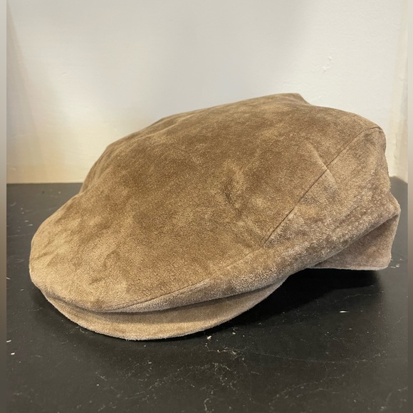 Vintage Country Gentleman Newsboy Hat leather suede Large Snap Front - Picture 2 of 4